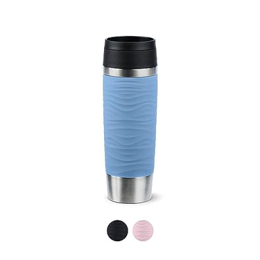 Emsa Travel Mug Wave Thermobecher 500 ml, Isolierbecher auslaufsicher, Edelstahl, 6h heiß und 12h kalt, 100% dicht, spülmaschinenfest, Kaffeebecher to go, 360°-Trinköffnung, schwarz, N20225 im Sale